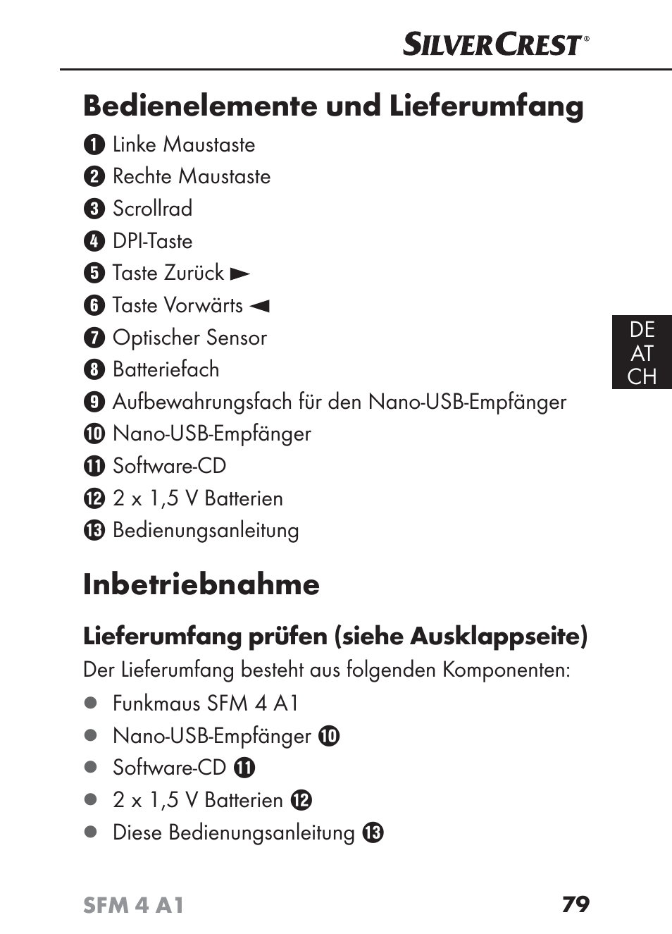 Bedienelemente und lieferumfang, Inbetriebnahme | Silvercrest SFM 4 A1 User Manual | Page 82 / 97