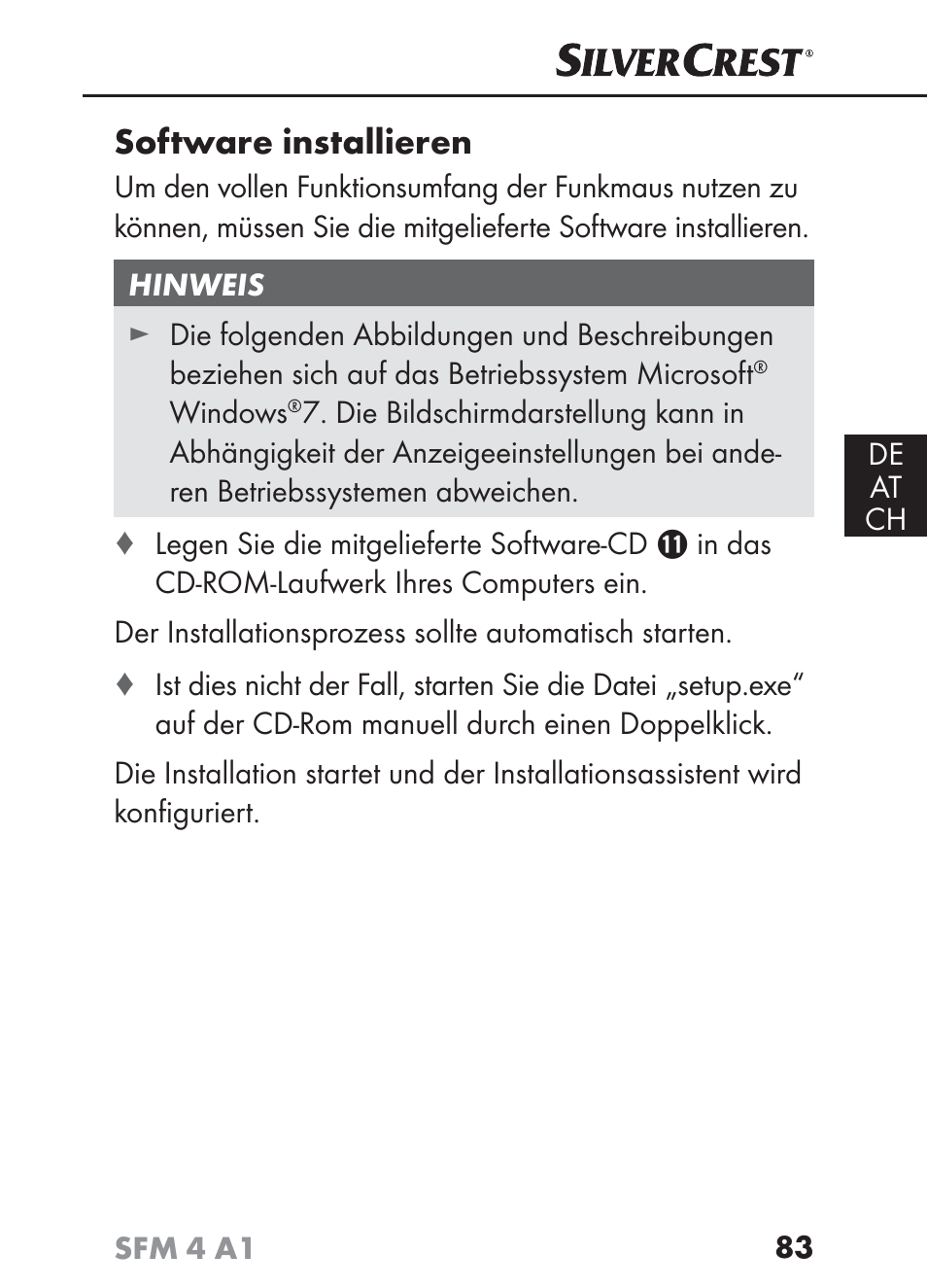 Software installieren | Silvercrest SFM 4 A1 User Manual | Page 86 / 97