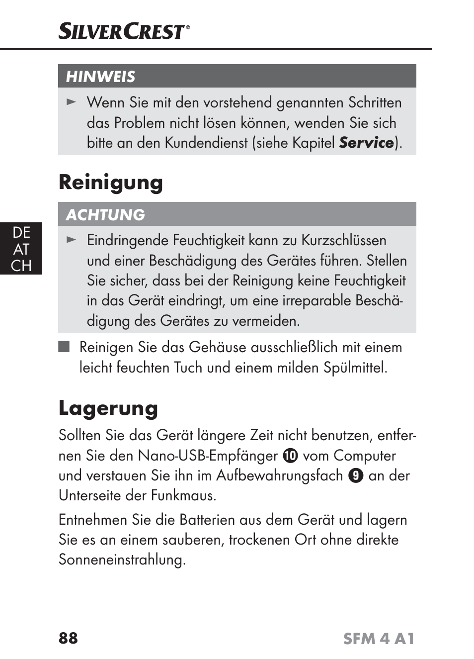 Reinigung, Lagerung | Silvercrest SFM 4 A1 User Manual | Page 91 / 97