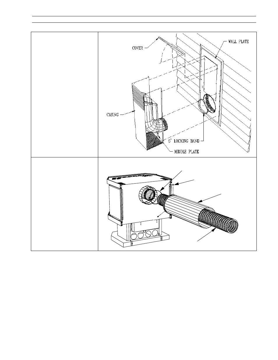 5" locking band, Screws, 5" flexible flue pipe 8"rigid a | Drolet SIT 0.820.634 User Manual | Page 14 / 24