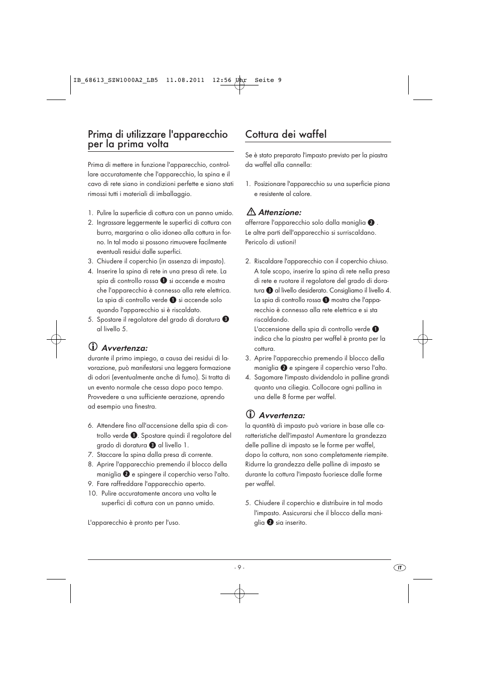 Cottura dei waffel | Silvercrest SZW 1000 A2 User Manual | Page 11 / 32