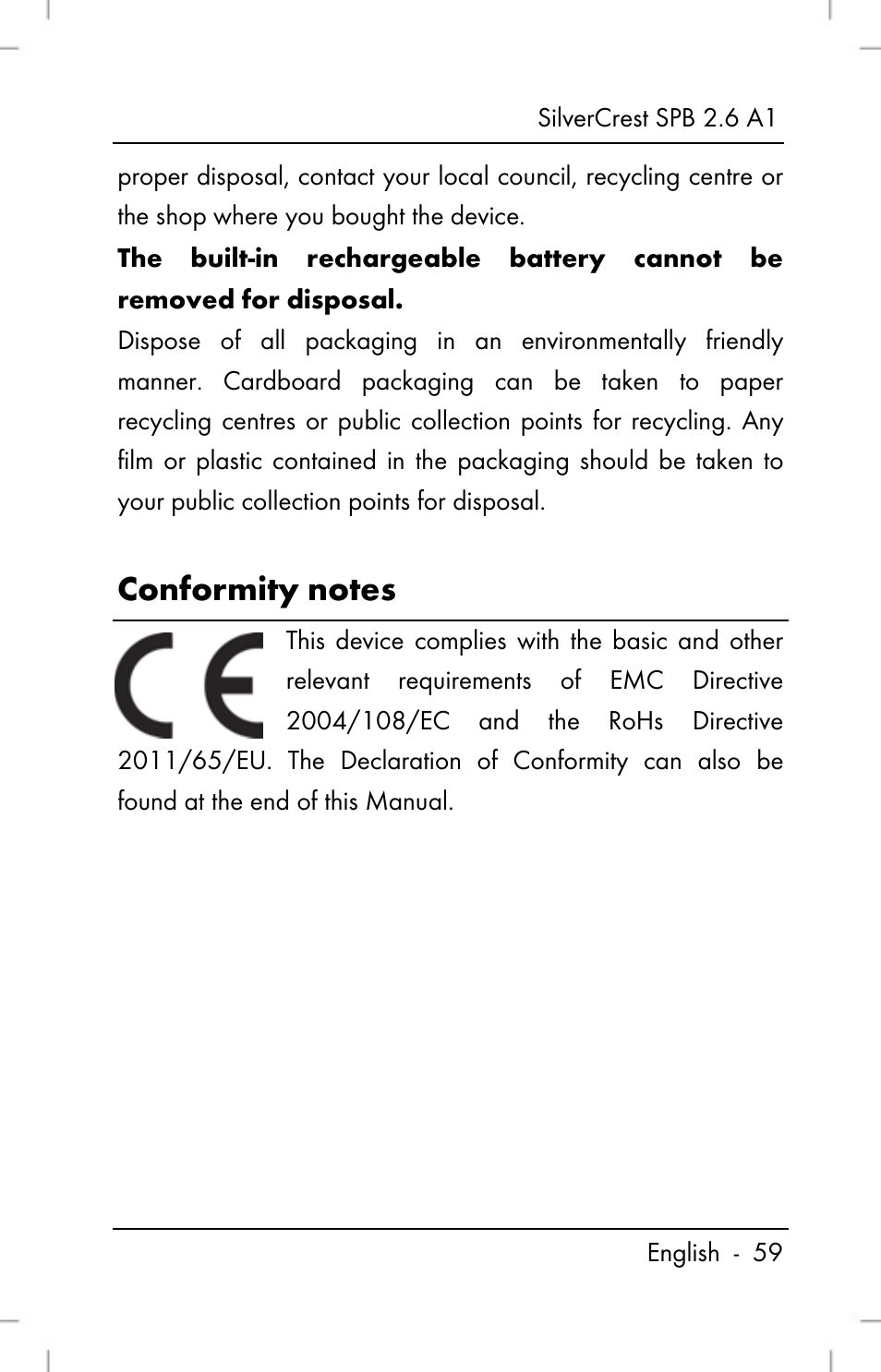 Silvercrest SPB 2.6 A1 User Manual | Page 61 / 64