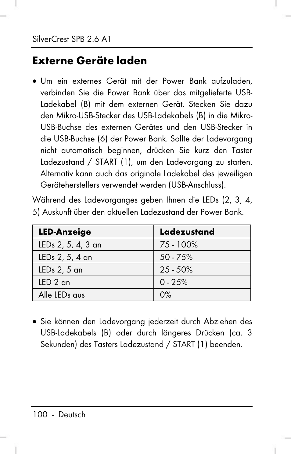 Externe geräte laden | Silvercrest SPB 2.6 A1 User Manual | Page 102 / 108