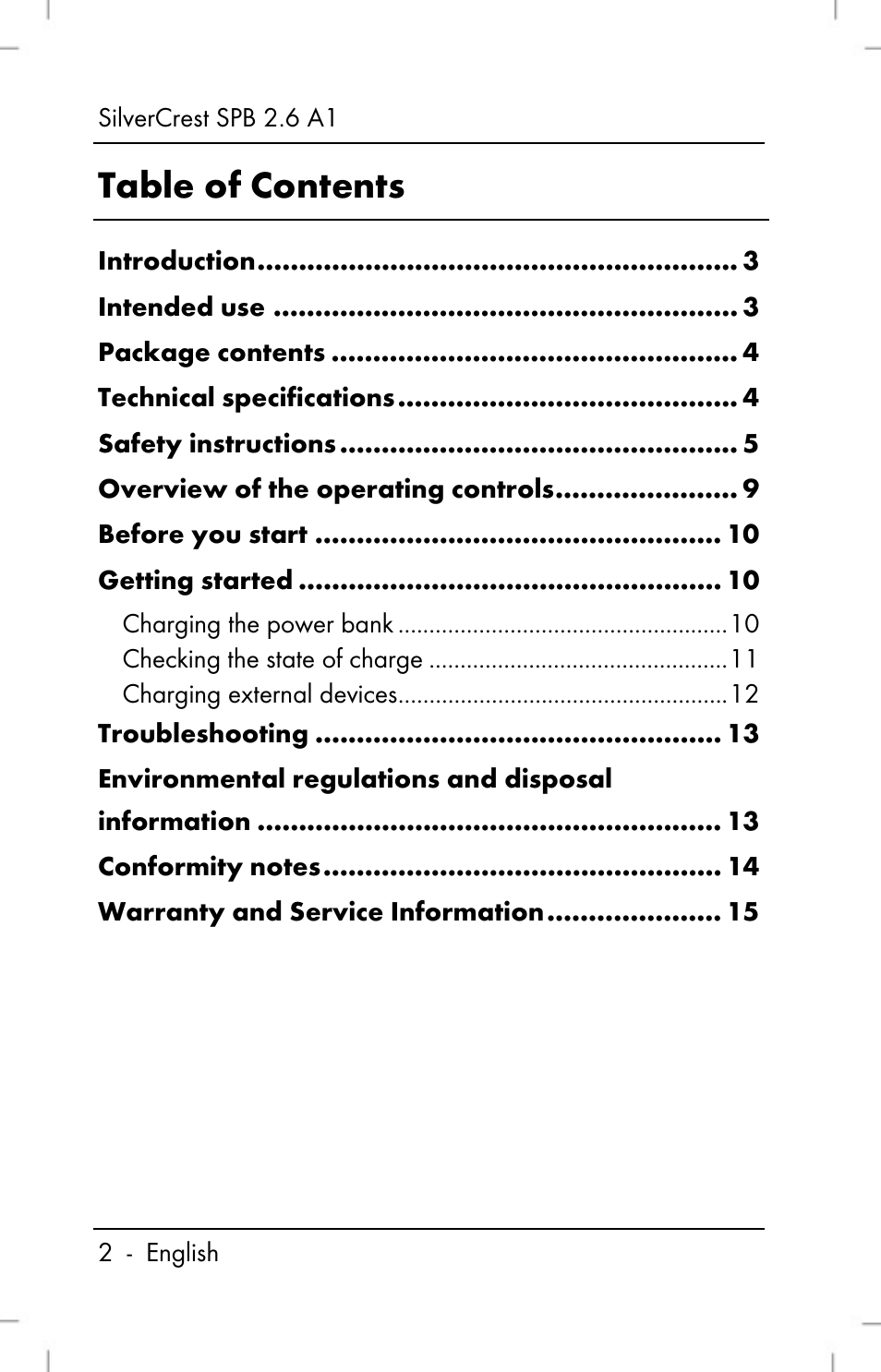 Silvercrest SPB 2.6 A1 User Manual | Page 4 / 108