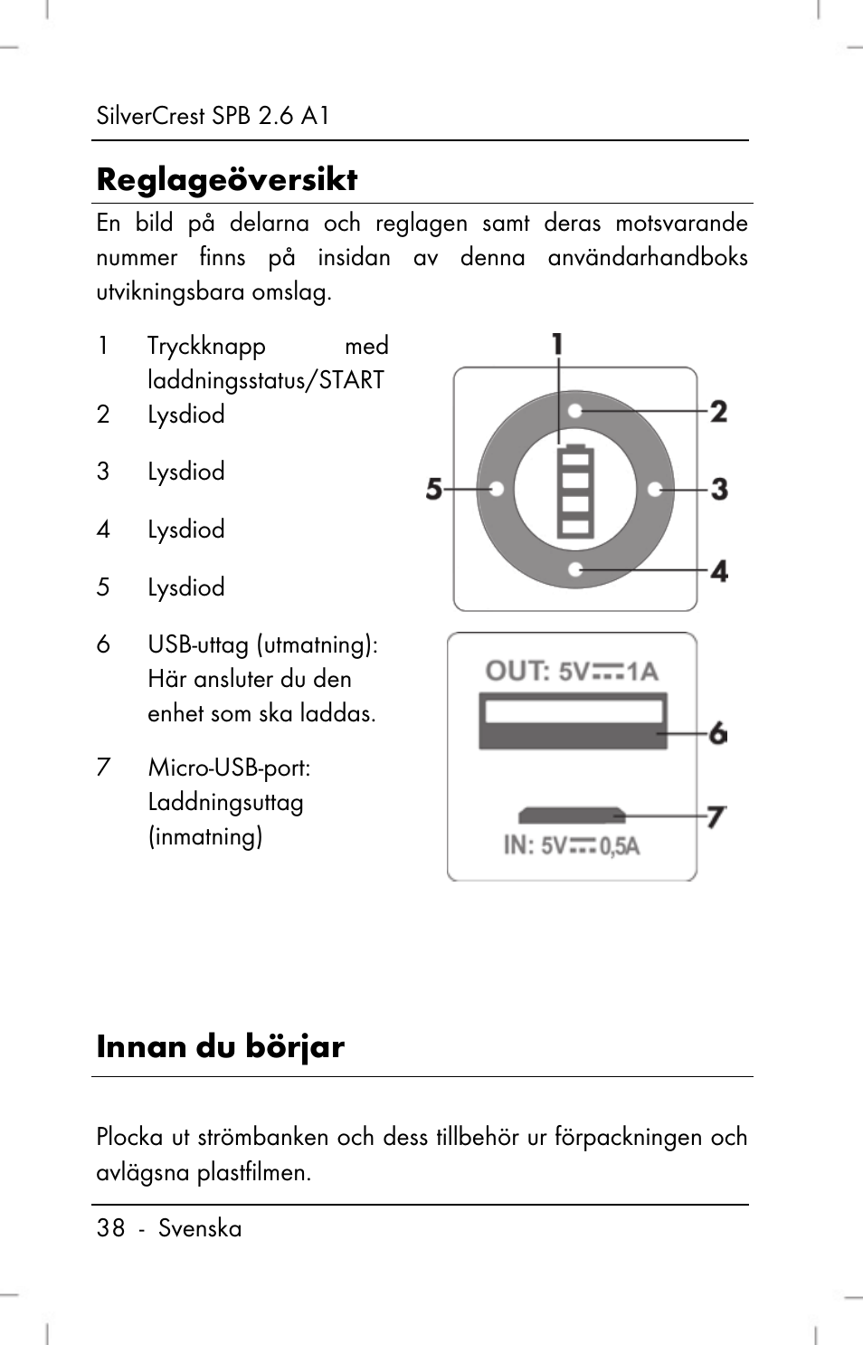 Reglageöversikt, Innan du börjar | Silvercrest SPB 2.6 A1 User Manual | Page 40 / 108
