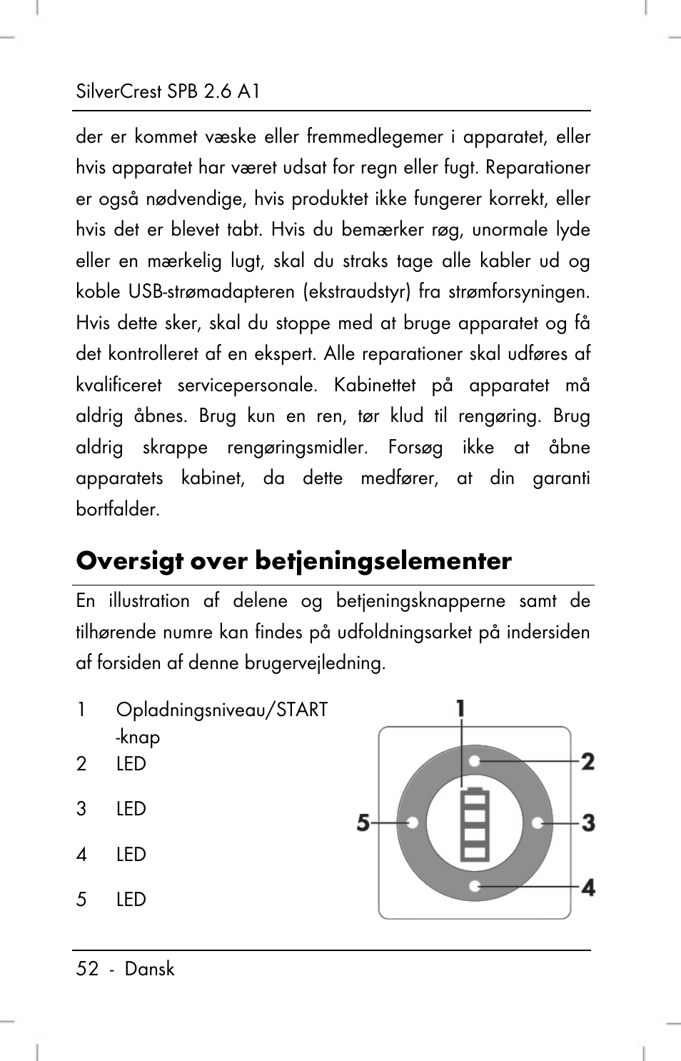 Oversigt over betjeningselementer | Silvercrest SPB 2.6 A1 User Manual | Page 54 / 108