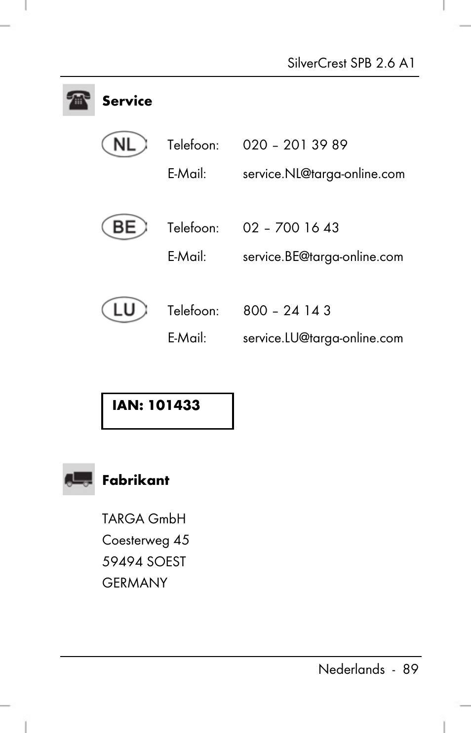 Silvercrest SPB 2.6 A1 User Manual | Page 91 / 108