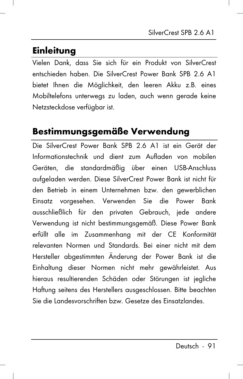 Einleitung, Bestimmungsgemäße verwendung | Silvercrest SPB 2.6 A1 User Manual | Page 93 / 108