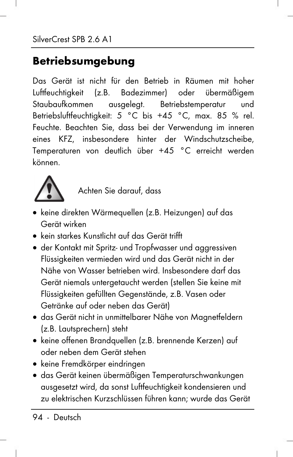 Betriebsumgebung | Silvercrest SPB 2.6 A1 User Manual | Page 96 / 108