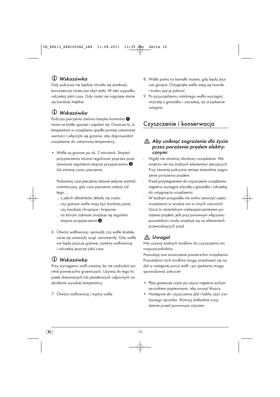 Czyszczenie i konserwacja, Wskazówka, Uwaga | Silvercrest SZW 1000 A2 User Manual | Page 12 / 44