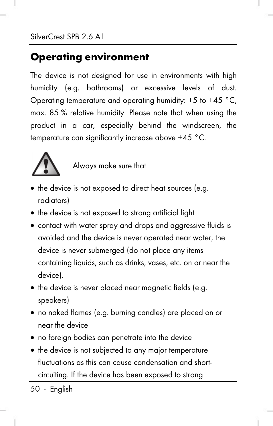 Operating environment | Silvercrest SPB 2.6 A1 User Manual | Page 52 / 78