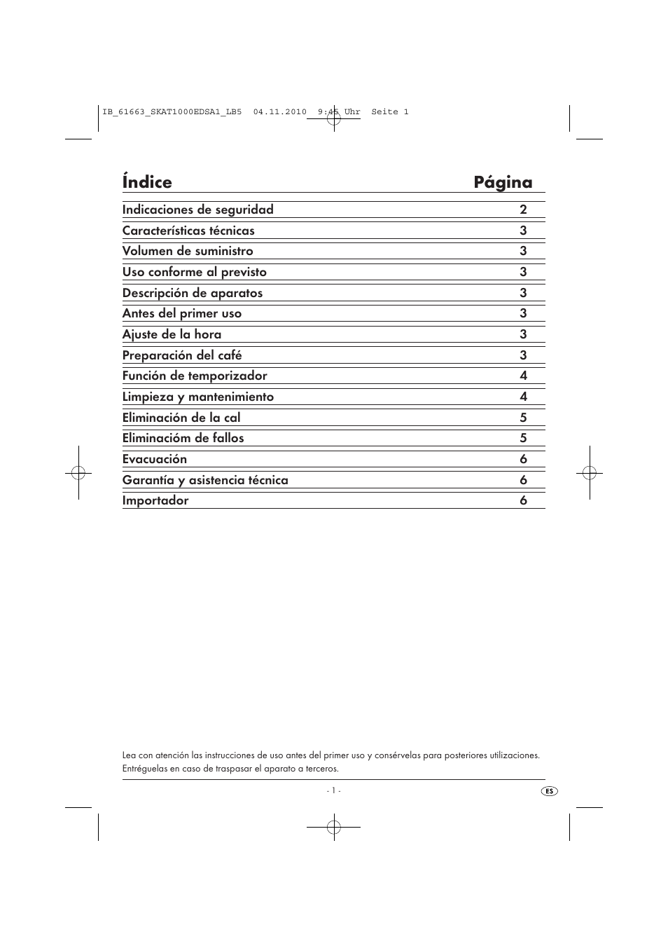 Índice página | Silvercrest SKAT 1000 EDS A1 User Manual | Page 3 / 33