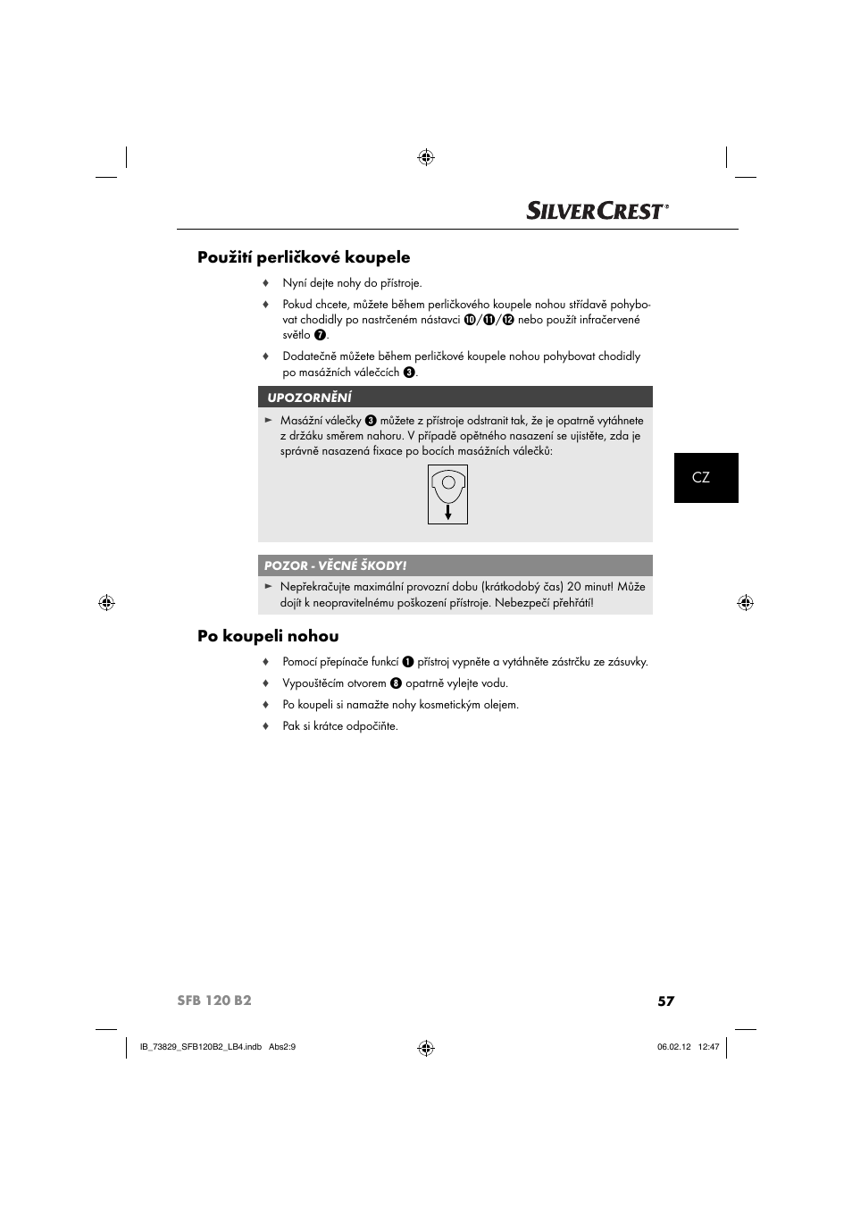 Použití perličkové koupele, Po koupeli nohou | Silvercrest SFB 120 B2 User Manual | Page 59 / 86