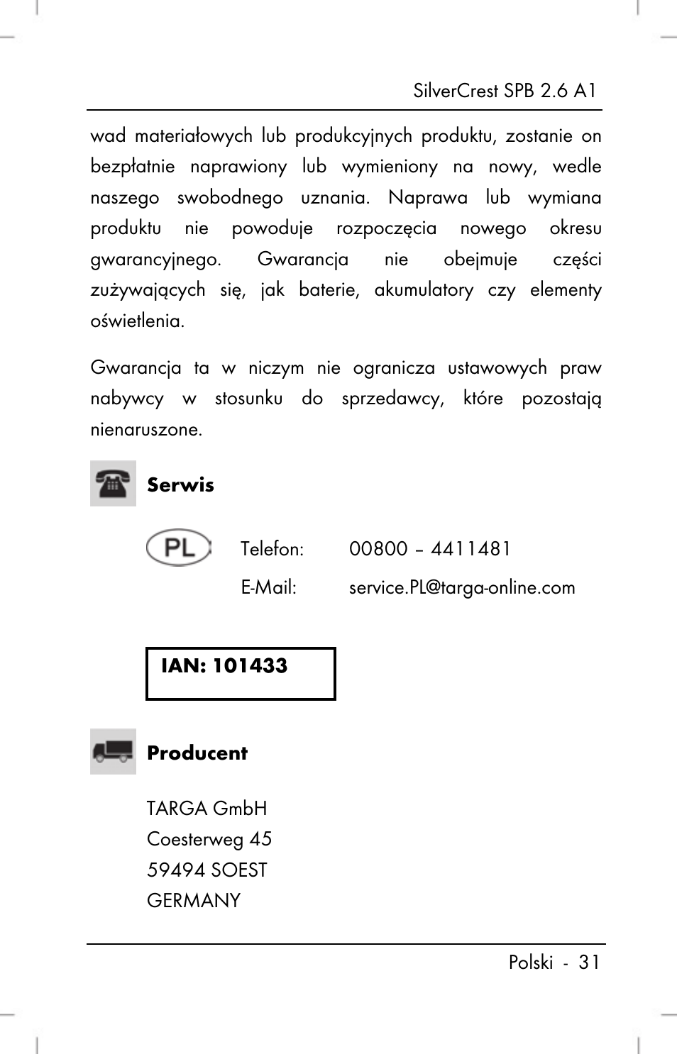 Silvercrest SPB 2.6 A1 User Manual | Page 33 / 106