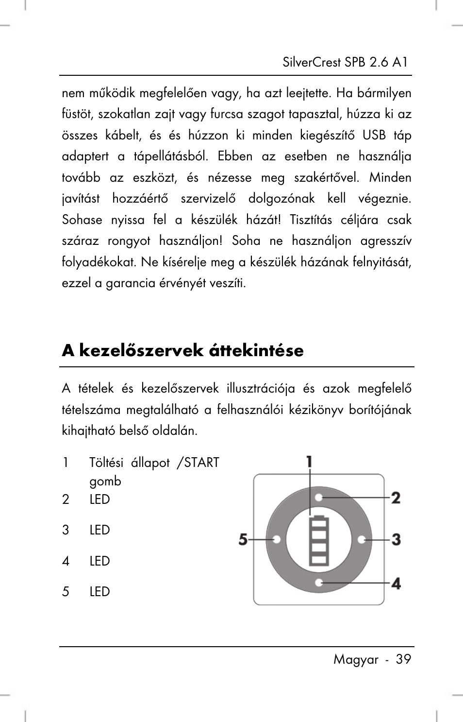 A kezelőszervek áttekintése | Silvercrest SPB 2.6 A1 User Manual | Page 41 / 106