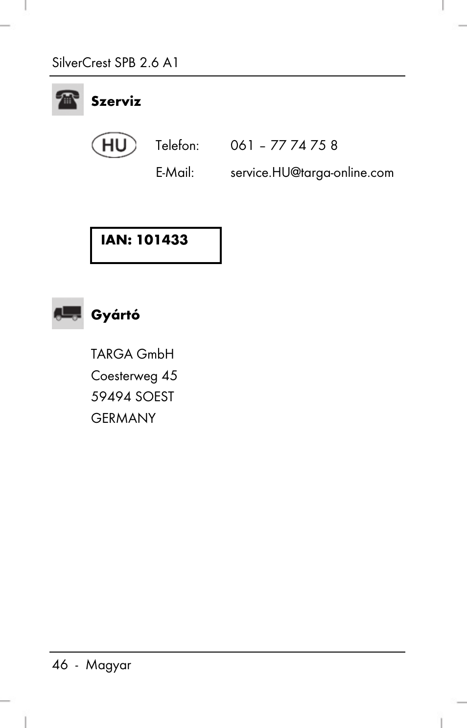 Silvercrest SPB 2.6 A1 User Manual | Page 48 / 106