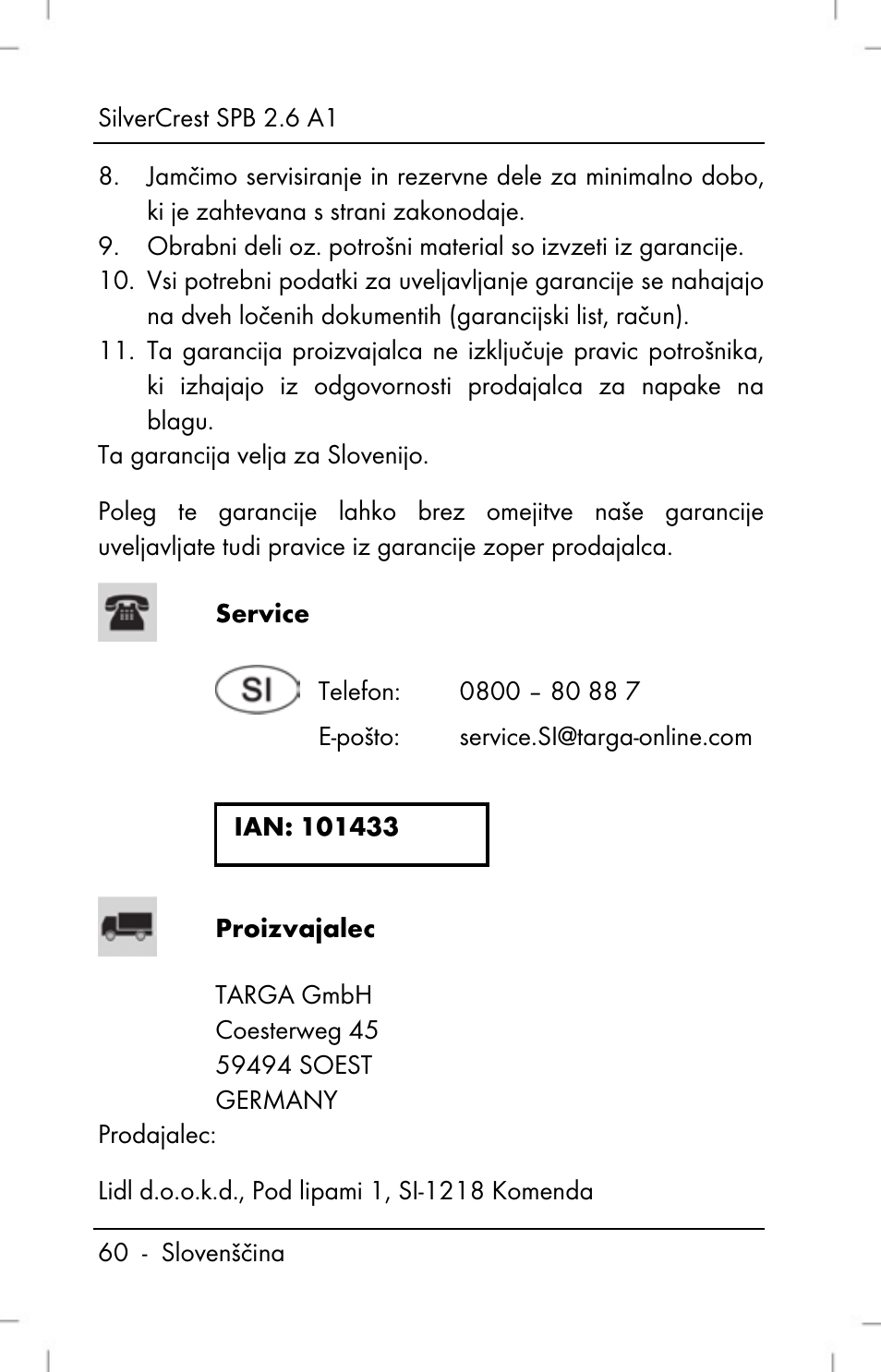 Silvercrest SPB 2.6 A1 User Manual | Page 62 / 106