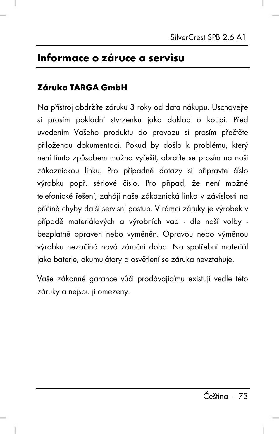 Informace o záruce a servisu | Silvercrest SPB 2.6 A1 User Manual | Page 75 / 106