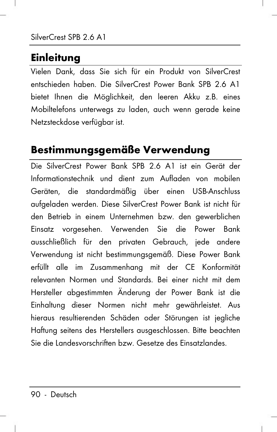 Einleitung, Bestimmungsgemäße verwendung | Silvercrest SPB 2.6 A1 User Manual | Page 92 / 106