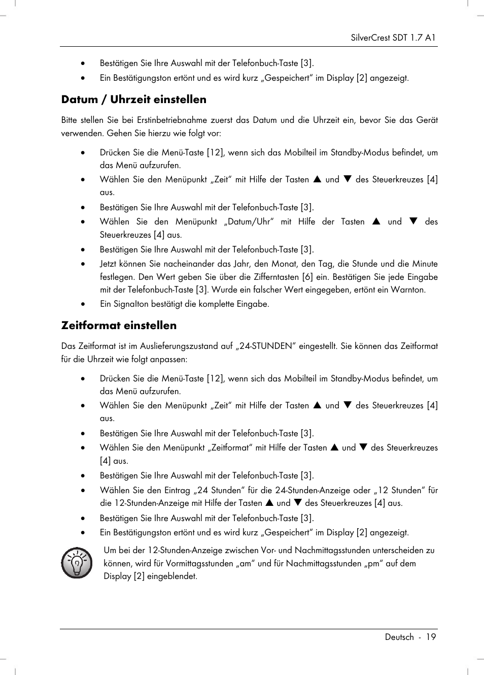 Datum / uhrzeit einstellen, Zeitformat einstellen | Silvercrest SDT 1.7 A1 User Manual | Page 21 / 192