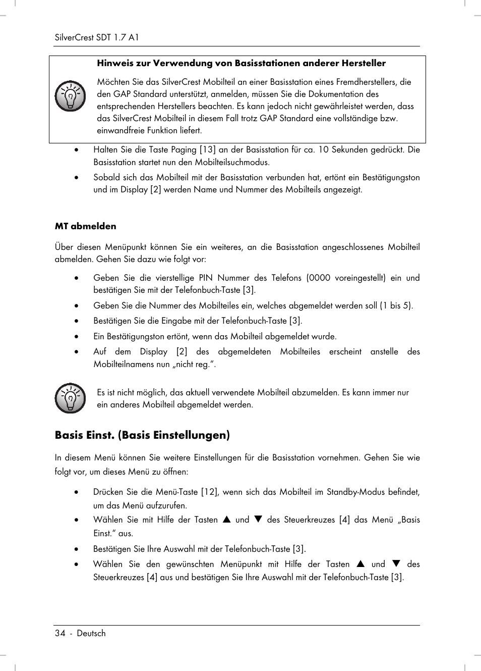 Basis einst. (basis einstellungen) | Silvercrest SDT 1.7 A1 User Manual | Page 36 / 192