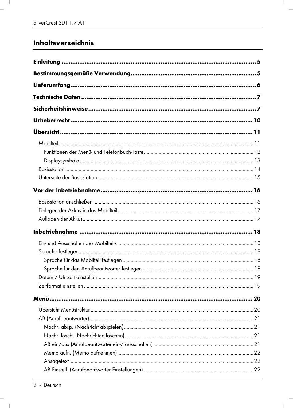 Silvercrest SDT 1.7 A1 User Manual | Page 4 / 192