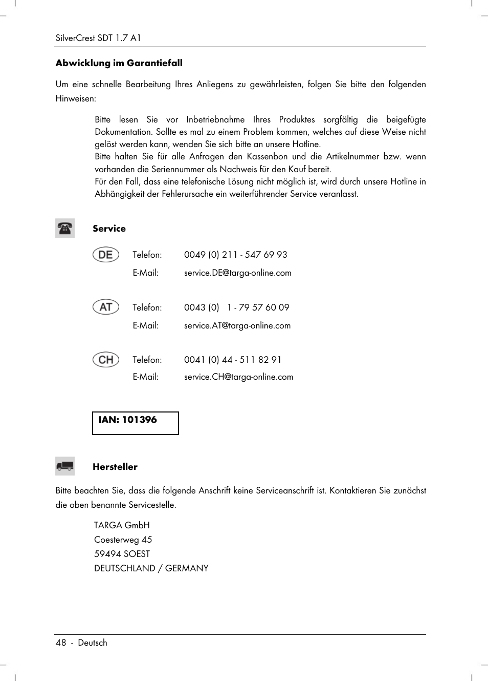 Silvercrest SDT 1.7 A1 User Manual | Page 50 / 192