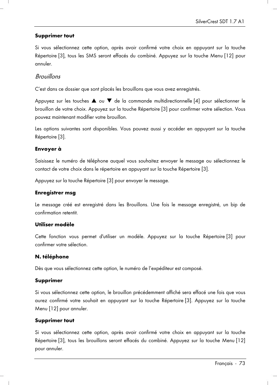 Brouillons | Silvercrest SDT 1.7 A1 User Manual | Page 75 / 192