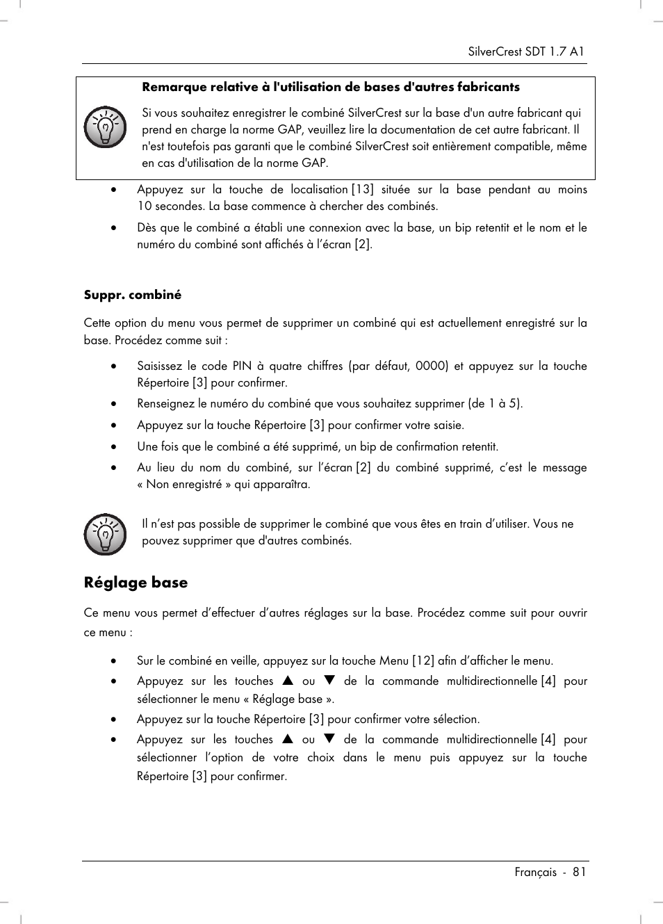 Réglage base | Silvercrest SDT 1.7 A1 User Manual | Page 83 / 192