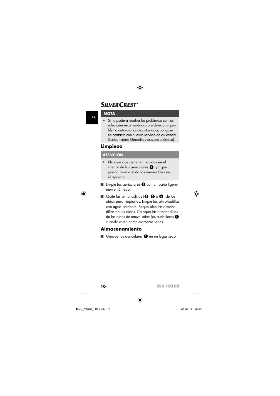 Limpieza, Almacenamiento | Silvercrest SSK 120 B2 User Manual | Page 13 / 45