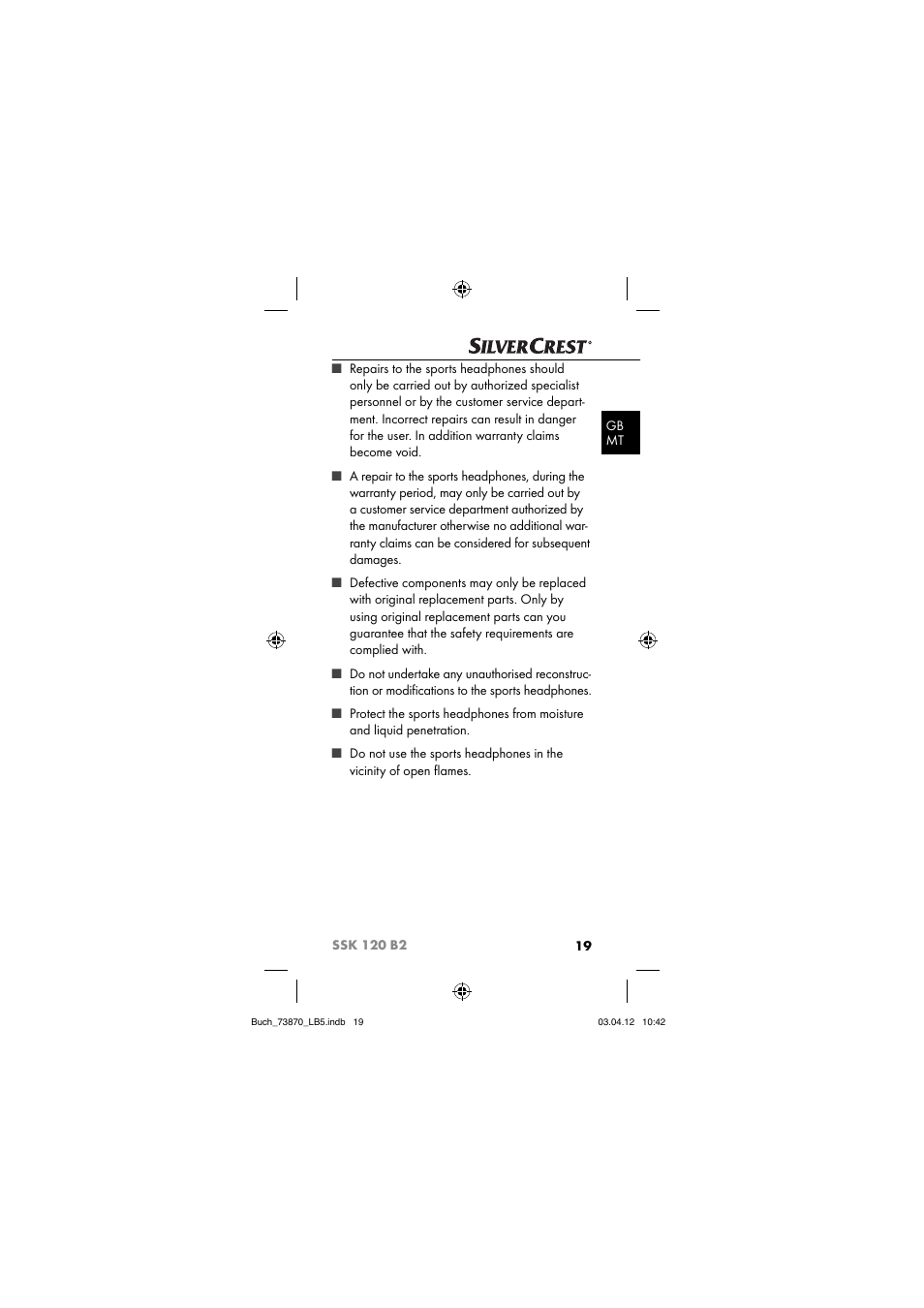 Silvercrest SSK 120 B2 User Manual | Page 22 / 45