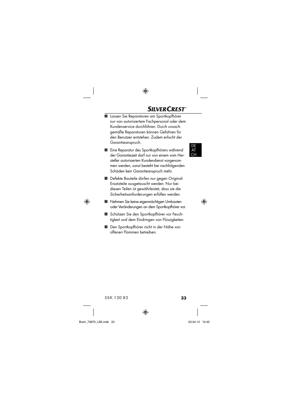 Silvercrest SSK 120 B2 User Manual | Page 36 / 45