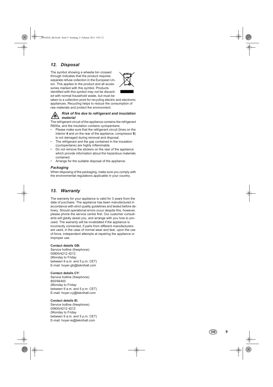 Disposal, Warranty | Silvercrest STG 70 B2 User Manual | Page 11 / 14