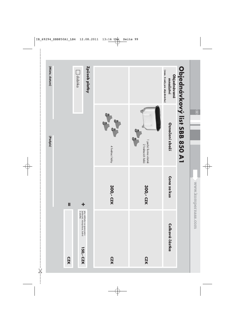 Objednávk o vý lis t sbb 850 a1 | Silvercrest SBB 850 A1 User Manual | Page 101 / 146