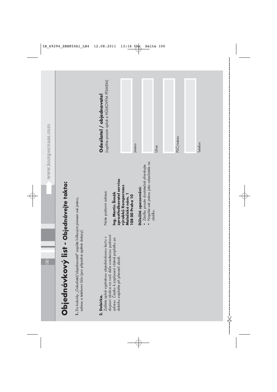 Objednávk o vý lis t, Objednáv ejt e t akt o | Silvercrest SBB 850 A1 User Manual | Page 102 / 146