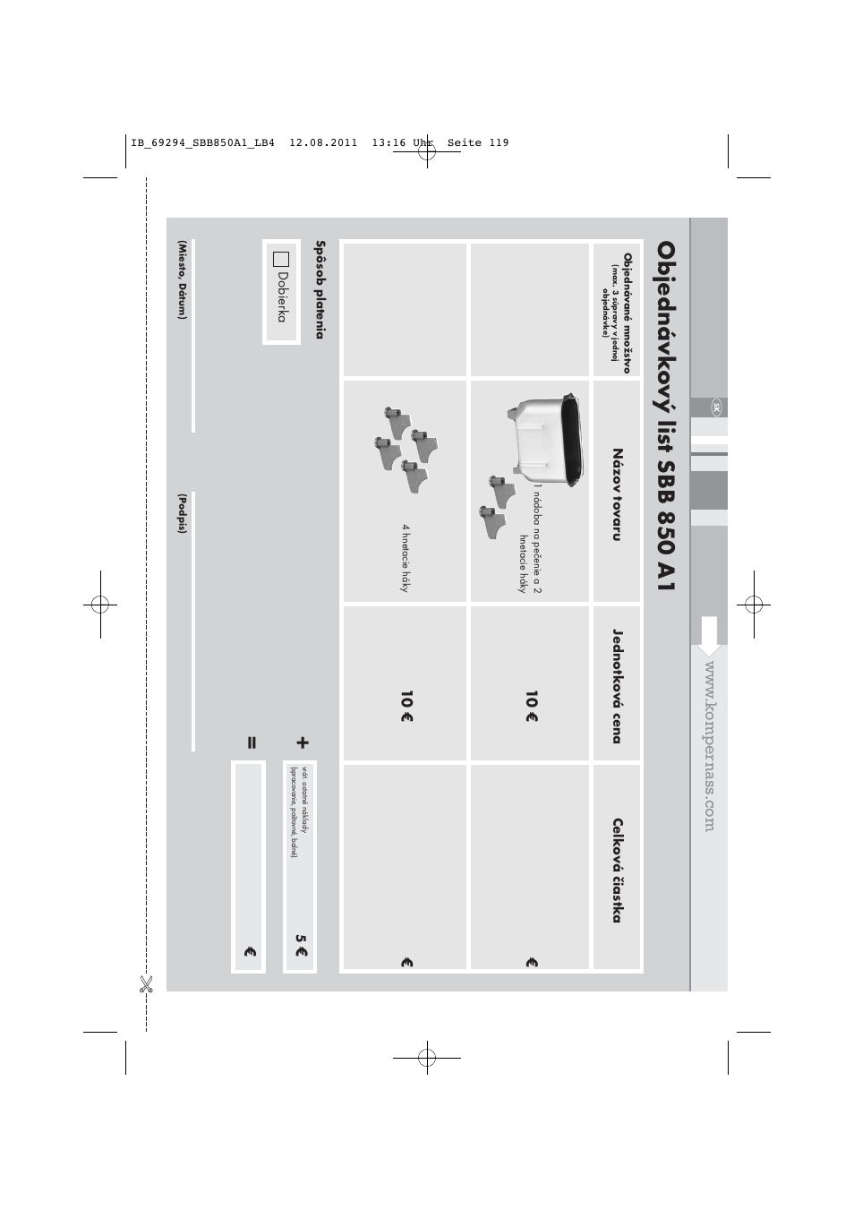 Objednávk o vý lis t sbb 850 a1 | Silvercrest SBB 850 A1 User Manual | Page 121 / 146