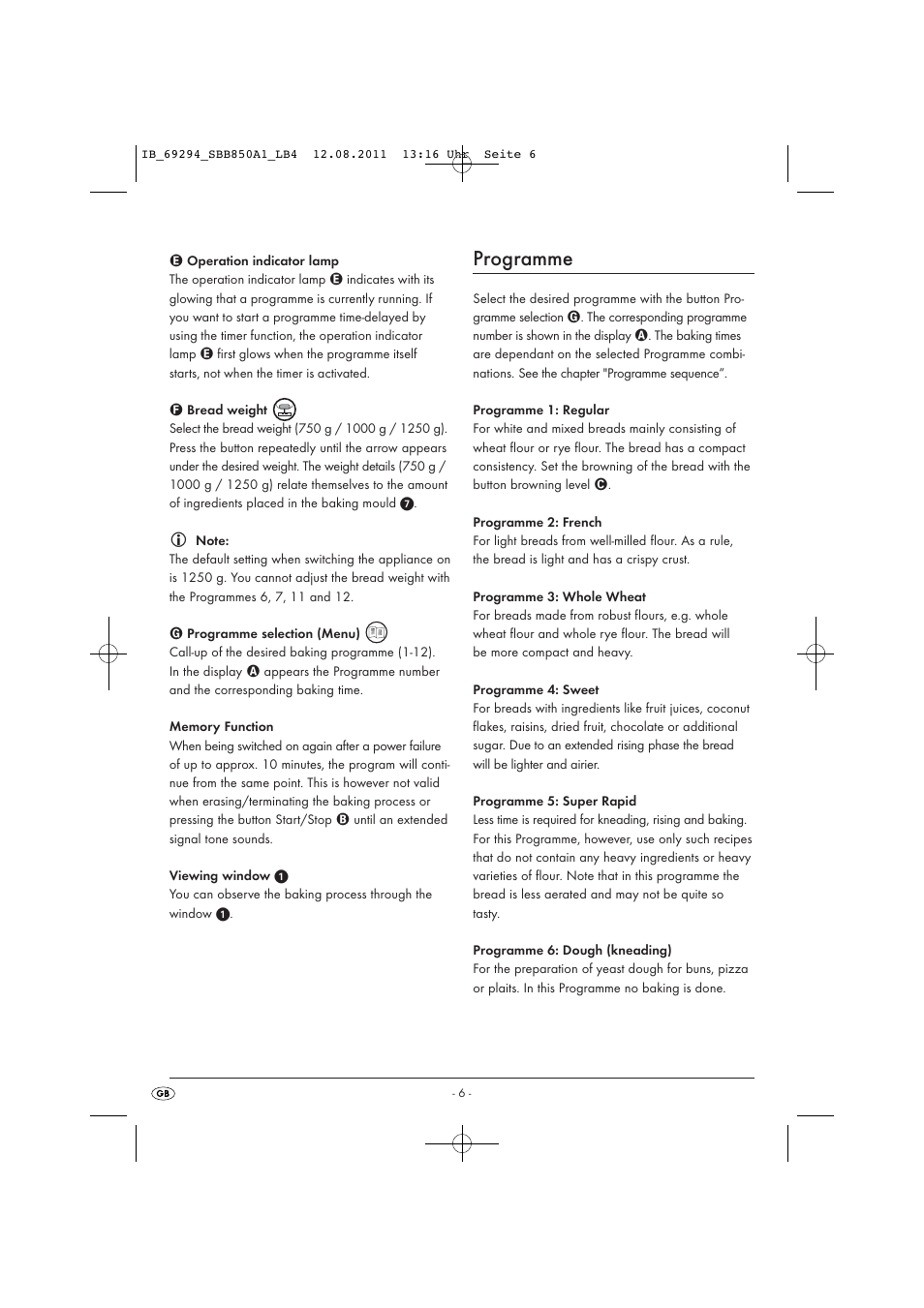 Programme | Silvercrest SBB 850 A1 User Manual | Page 8 / 146