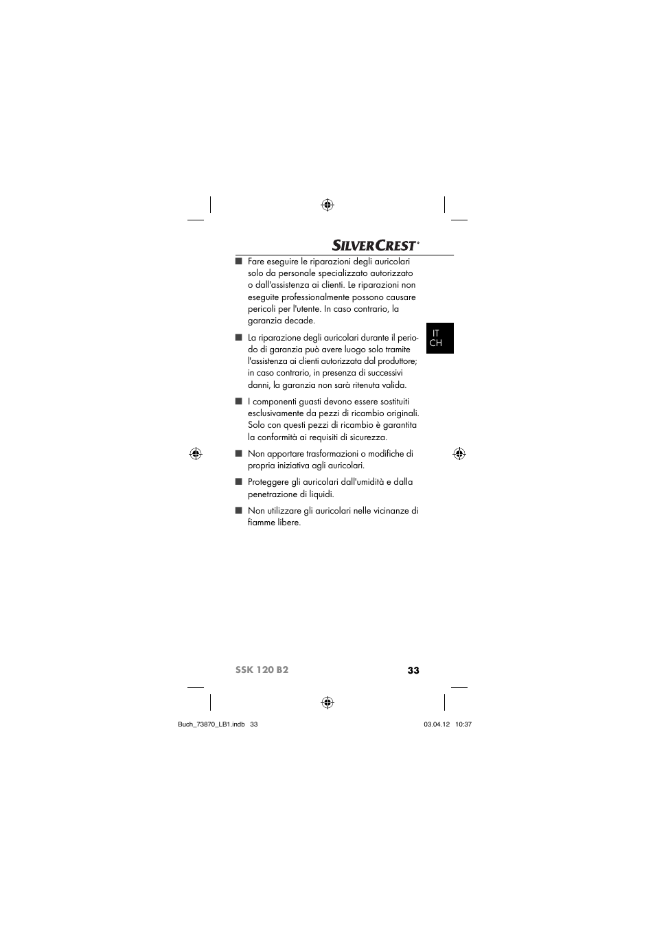 Silvercrest SSK 120 B2 User Manual | Page 36 / 73