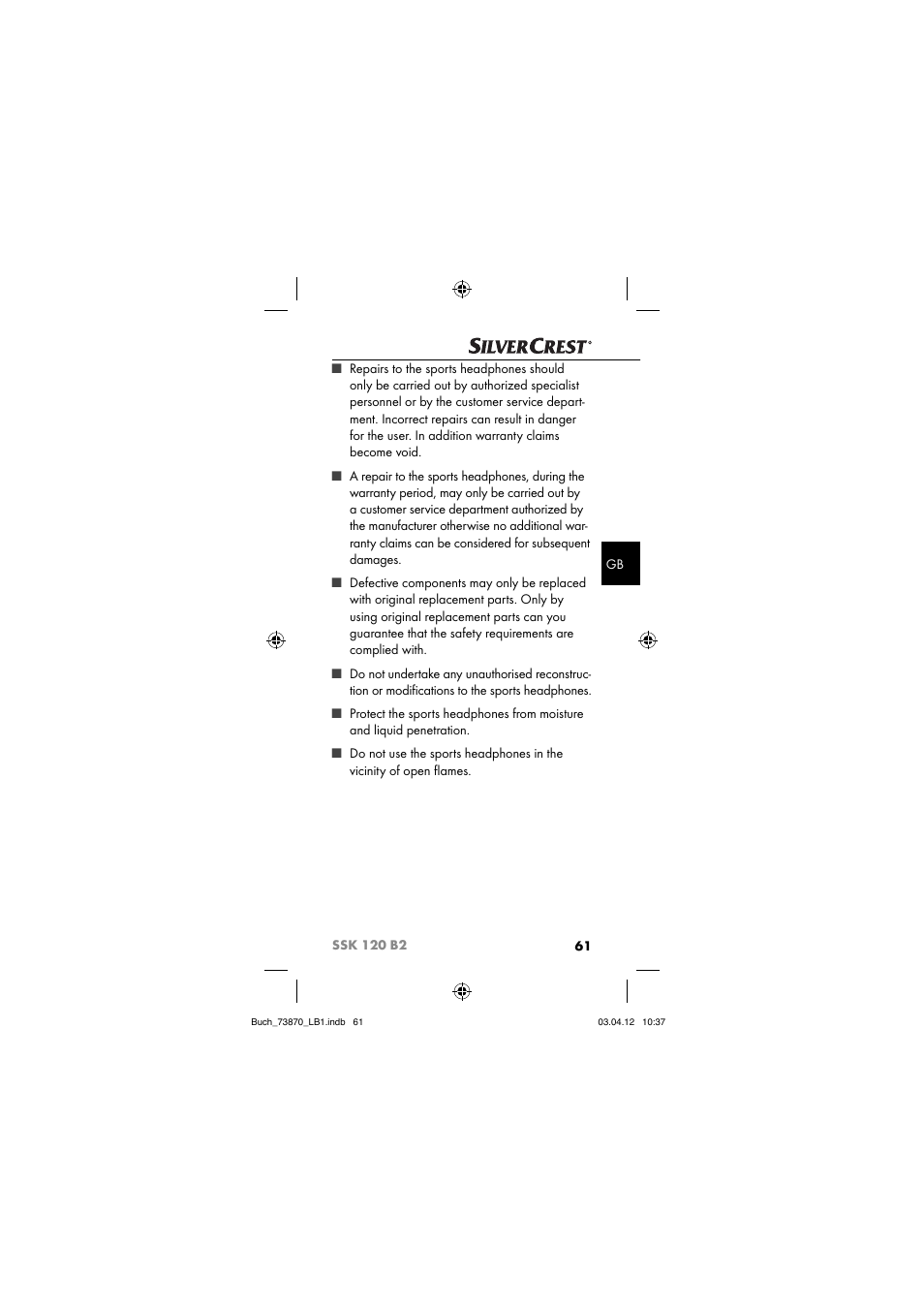 Silvercrest SSK 120 B2 User Manual | Page 64 / 73