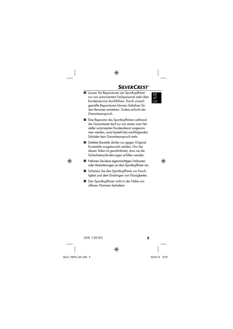 Silvercrest SSK 120 B2 User Manual | Page 8 / 73