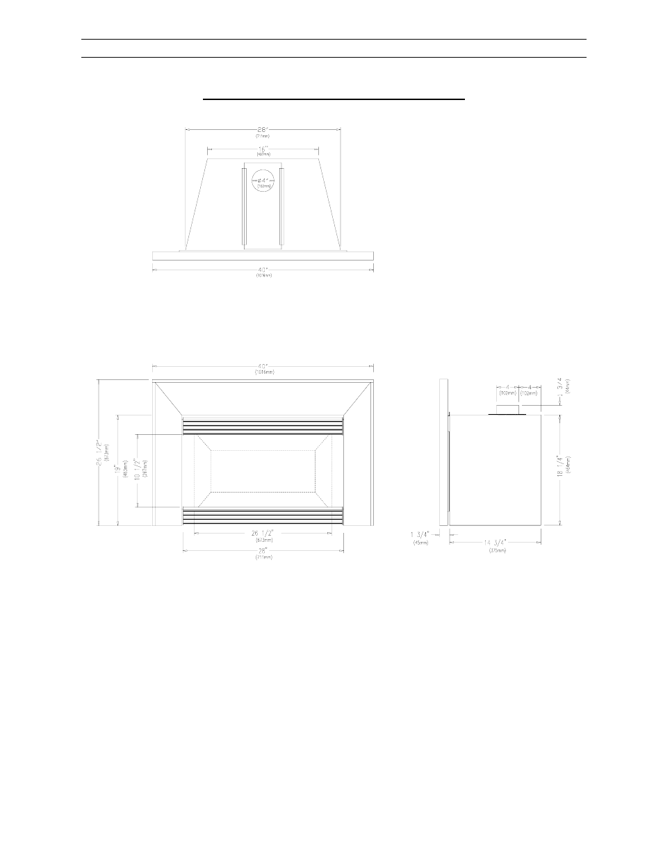 Top, front and side views | Drolet Nova 820 User Manual | Page 9 / 23