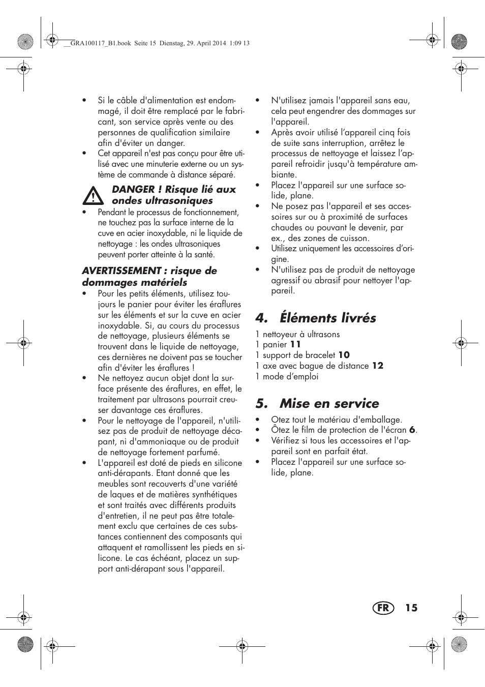 Éléments livrés, Mise en service | Silvercrest SUR 46 B1 User Manual | Page 17 / 46