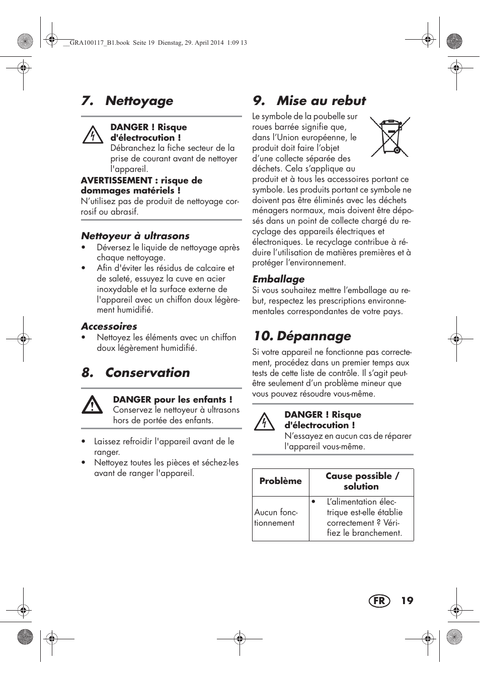 Nettoyage, Conservation, Mise au rebut | Dépannage | Silvercrest SUR 46 B1 User Manual | Page 21 / 46