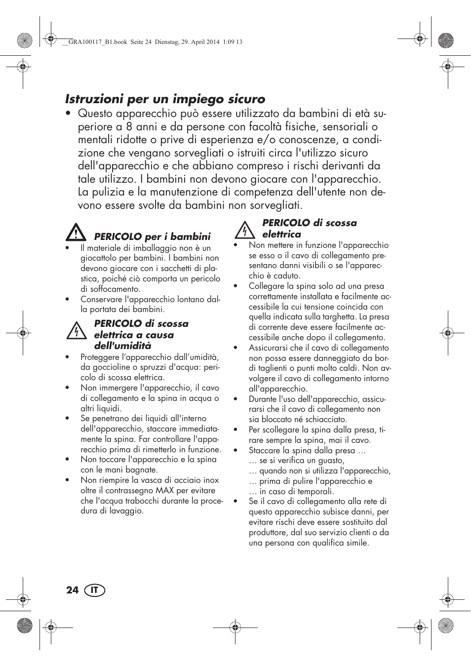 Istruzioni per un impiego sicuro | Silvercrest SUR 46 B1 User Manual | Page 26 / 46