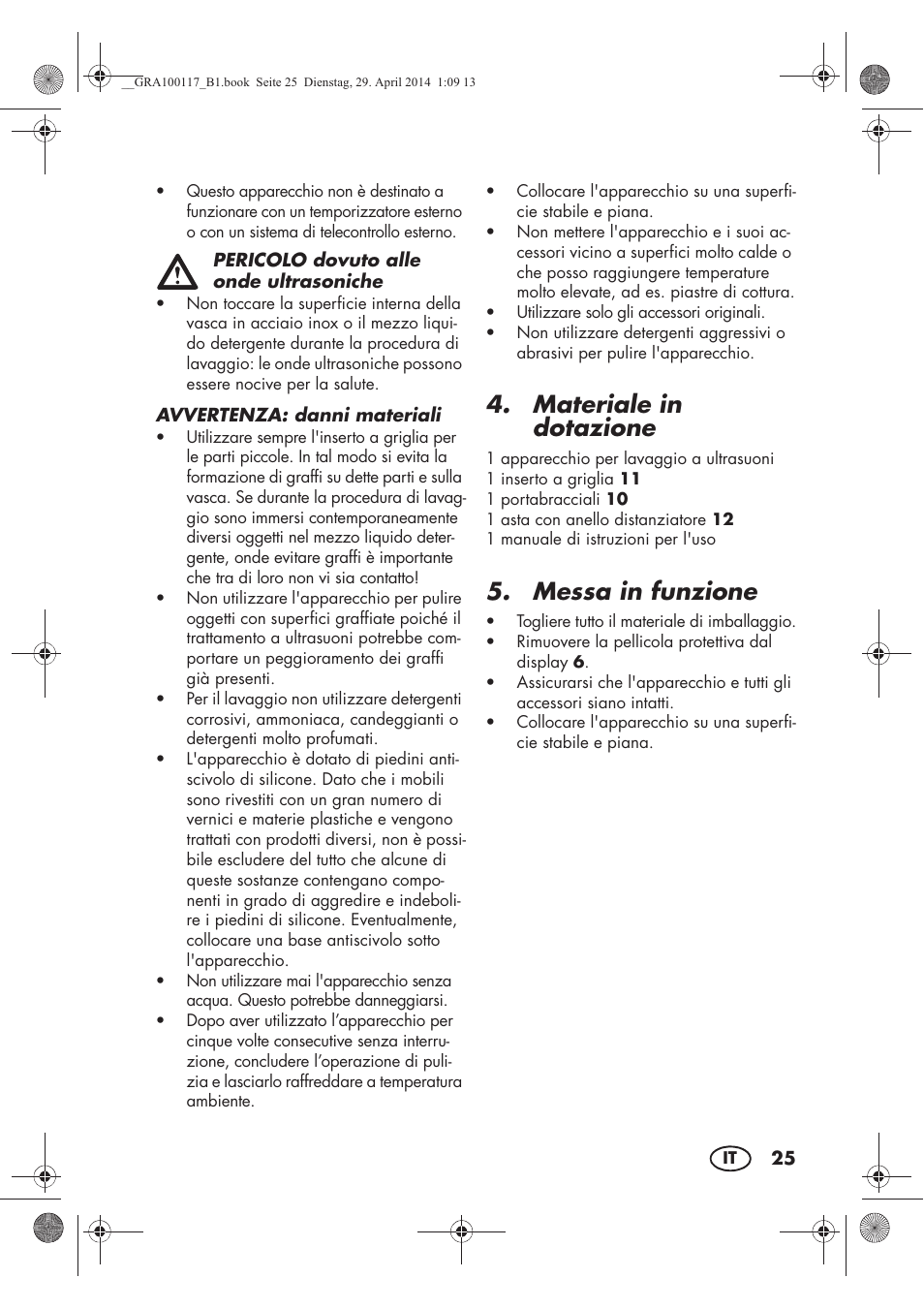 Materiale in dotazione, Messa in funzione | Silvercrest SUR 46 B1 User Manual | Page 27 / 46