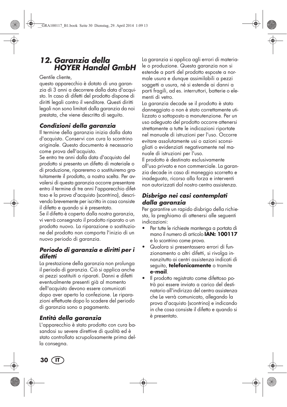 Garanzia della hoyer handel gmbh | Silvercrest SUR 46 B1 User Manual | Page 32 / 46