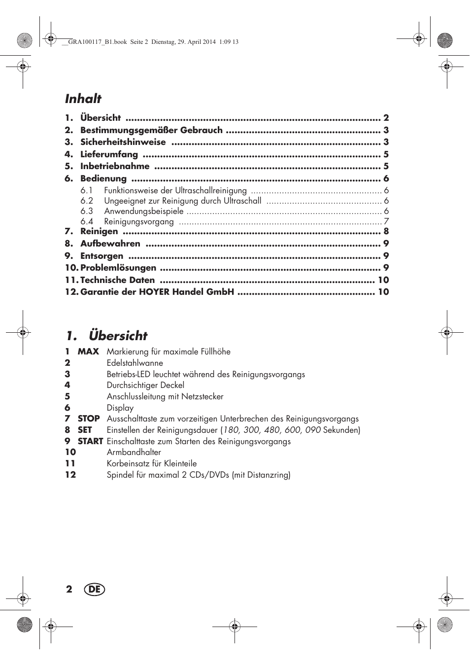 Inhalt, Übersicht | Silvercrest SUR 46 B1 User Manual | Page 4 / 46