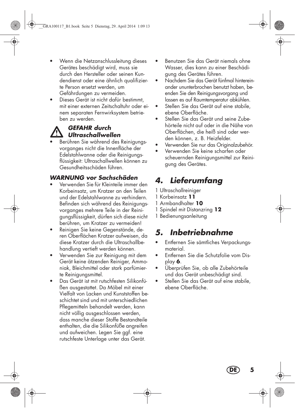 Lieferumfang, Inbetriebnahme | Silvercrest SUR 46 B1 User Manual | Page 7 / 46