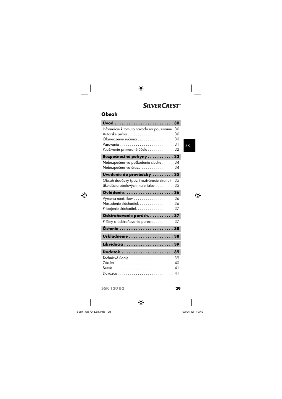 Silvercrest SSK 120 B2 User Manual | Page 32 / 59