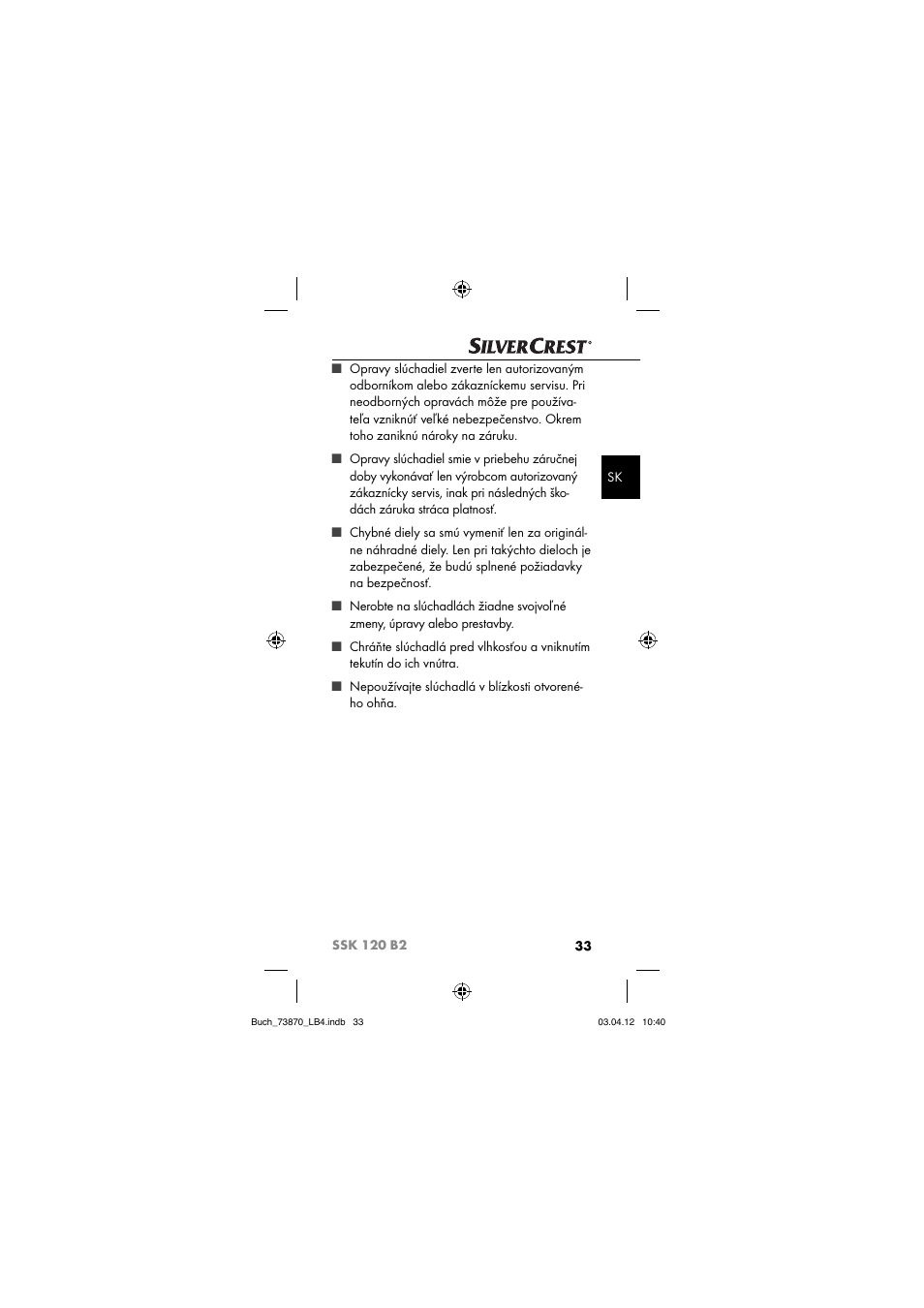 Silvercrest SSK 120 B2 User Manual | Page 36 / 59